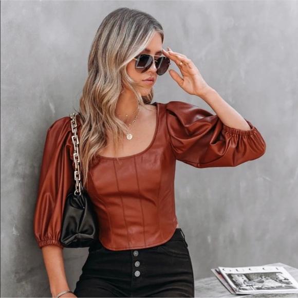 DO+BE Tops - 🎉5 for $45🎉 Do Be faux leather top blouse shirt size s